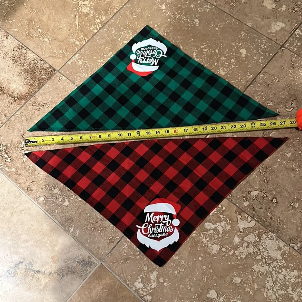 🐶 Dog Holiday Scarves 🐶 Set of 2 - Merry Christmas Everyone
